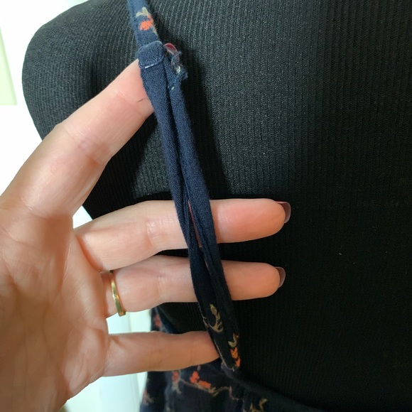 Volcom Navy Floral Ruffle Tank Blouse - Picture 4 of 6